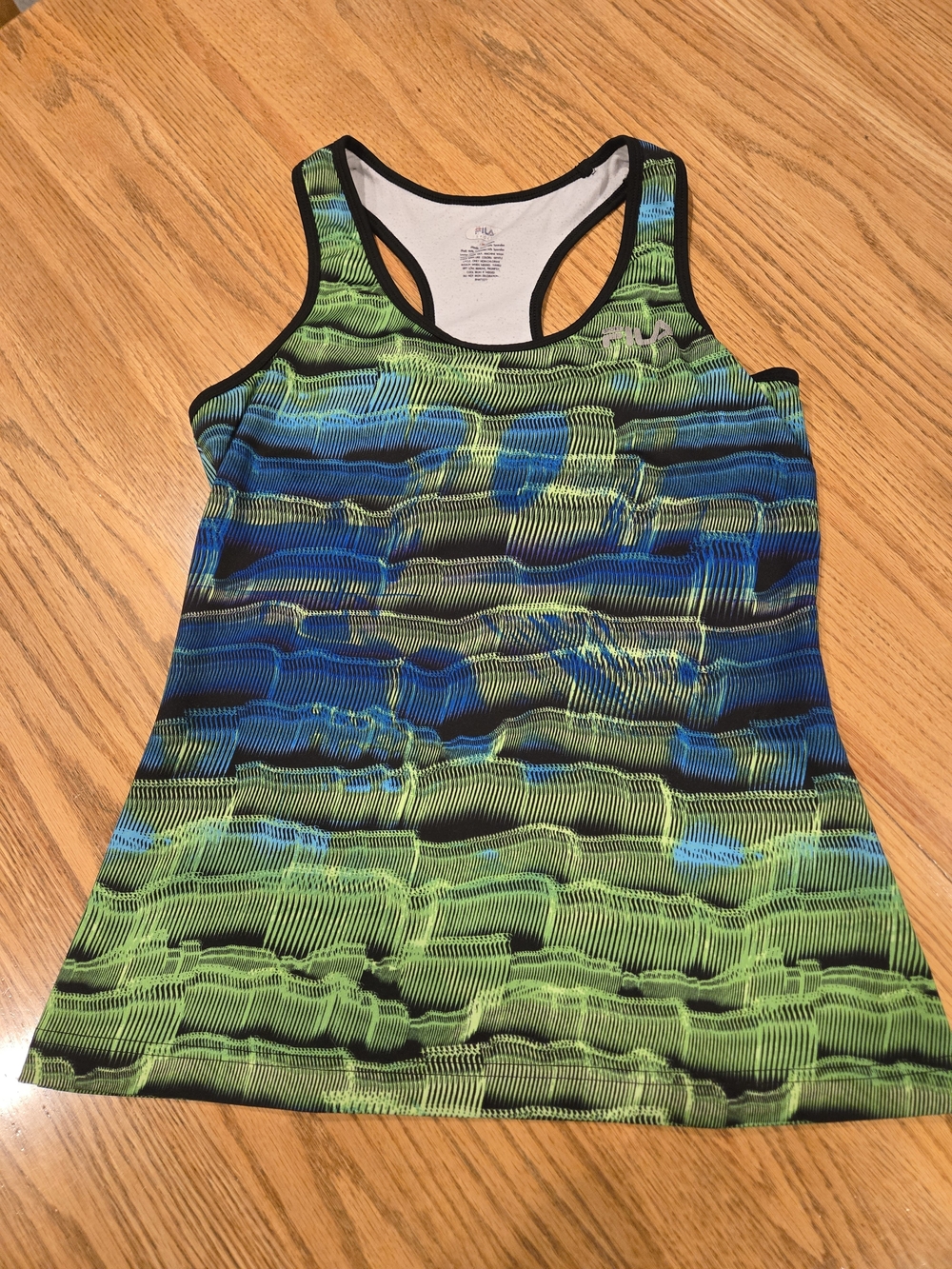 FILA Sport Athletic Racerback Tank Top Abstract Stretch Scoop Neck Women’s M